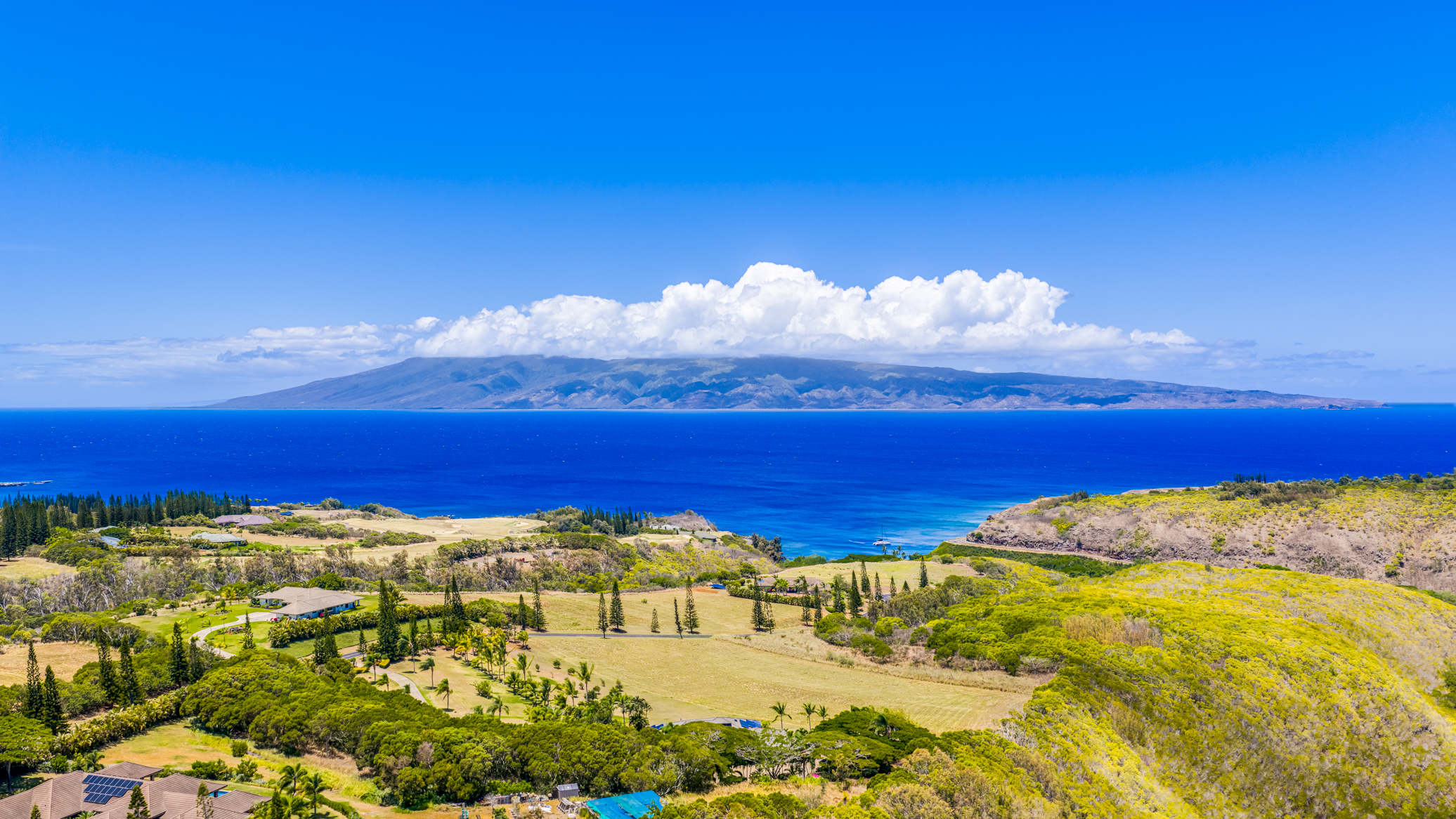 Aerial view from Honolua Ridge toward the Pacific Ocean